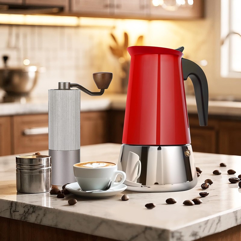 Suiitat Moka Pot, 9 Cups (15.9 oz) Stovetop Espresso Maker,