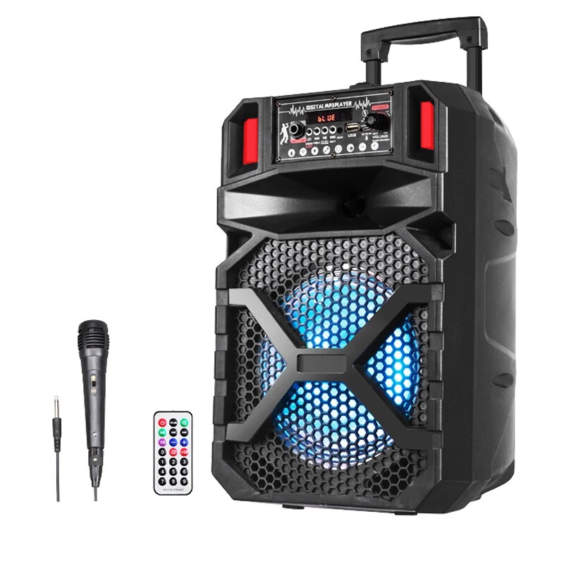 Reiko 8" Speaker with A charger line and wired mic,