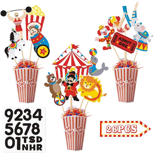 26 Pieces Carnival Cutouts Party Supplies Circus Theme Birthday Party Favors Circus Animals Clown Performers Carnival Party Decoration