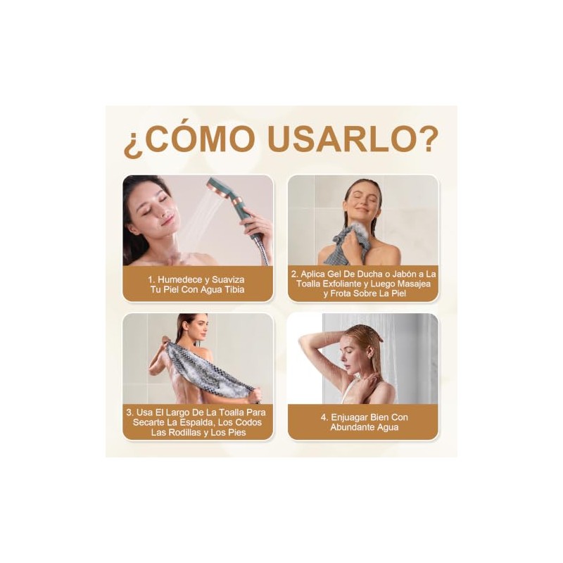 LEKOU 2PCS 9 x 40IN Toallas De Baño Exfoliantes