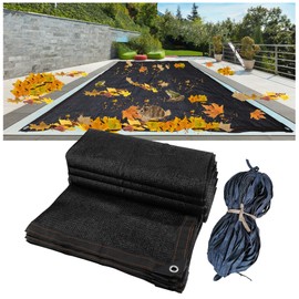 Pool Leaf Net Cover - 20x 40 FT Rectangular Mesh Pool Cover for Above Ground Pools, with 16.4ft Rope to Cover Pool, Catching Leaves, Sunshade