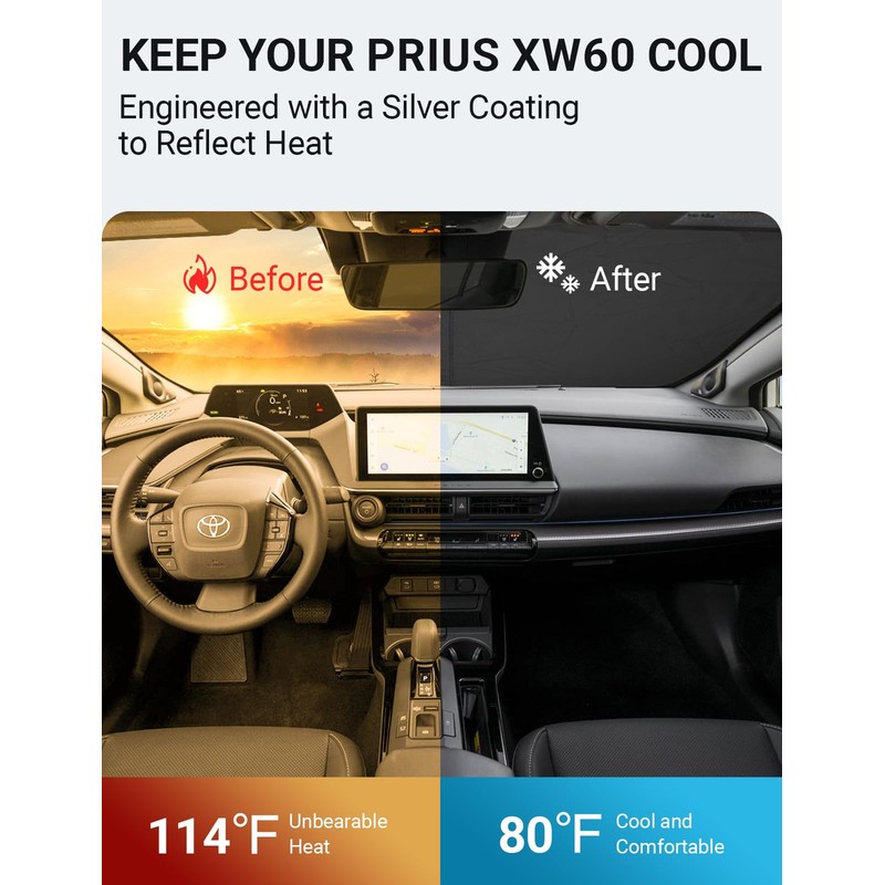 Proadsy Front Windshield Sun Shade Foldable Sunshade Protector Custom Fit