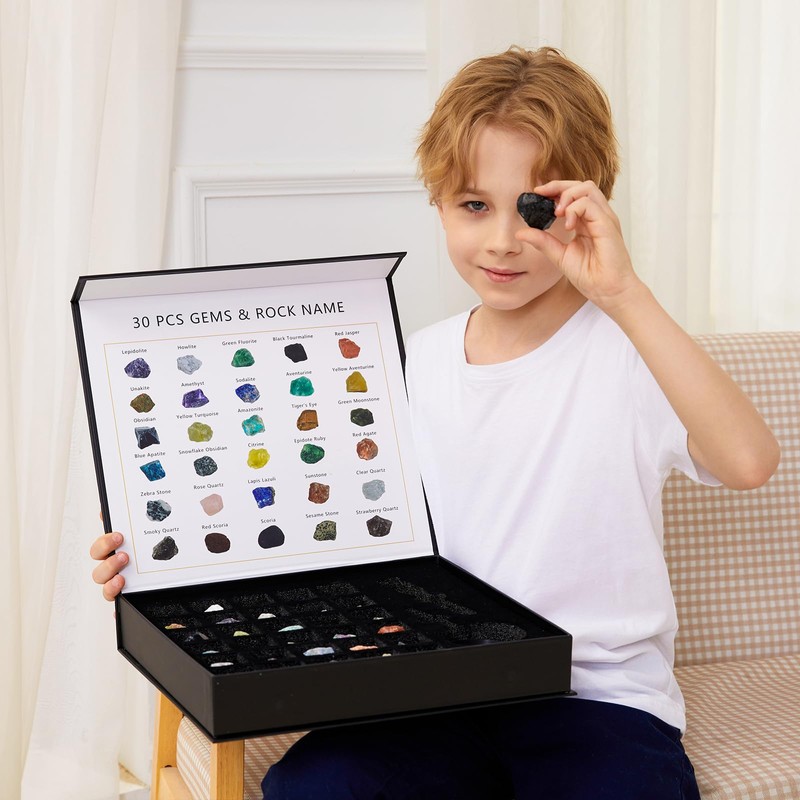 Rock Collection for Kids - 30 Pcs Rocks, Gemstones &