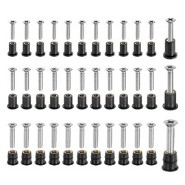 uxcell 36 Pairs M4 M5 M6 Neoprene Well Nuts with Stainless Steel Screw, Rubber Well Nuts Kit Brass Copper Bolt, Universal Motorcycle Fasteners for Kayak Boat Windscreen