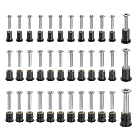 uxcell 36 Pairs M4 M5 M6 Neoprene Well Nuts with Stainless Steel Screw, Rubber Well Nuts Kit Brass Copper Bolt, Universal Motorcycle Fasteners for Kayak Boat Windscreen