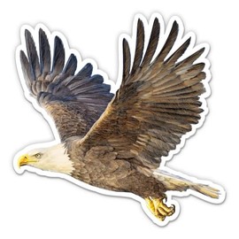 Bald Eagle Flying - 3" Vinyl Sticker - for Car Laptop Water Bottle Phone - Waterproof Decal
