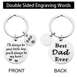 Father’s Day Gifts, Dad Birthday Gifts from Son, Double Side I'll Always Be Your Little Boy, You Will Always Be My Hero Keychain for Dad Valentine’s Day Christmas Gifts