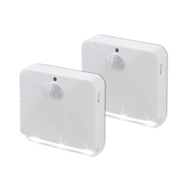 EASYmaxx 2 Wall Lights with Motion Sensor with Automatic On and Off | 3 LEDs Each | Sticking or Drilling | 3 m Detection Radius [White]