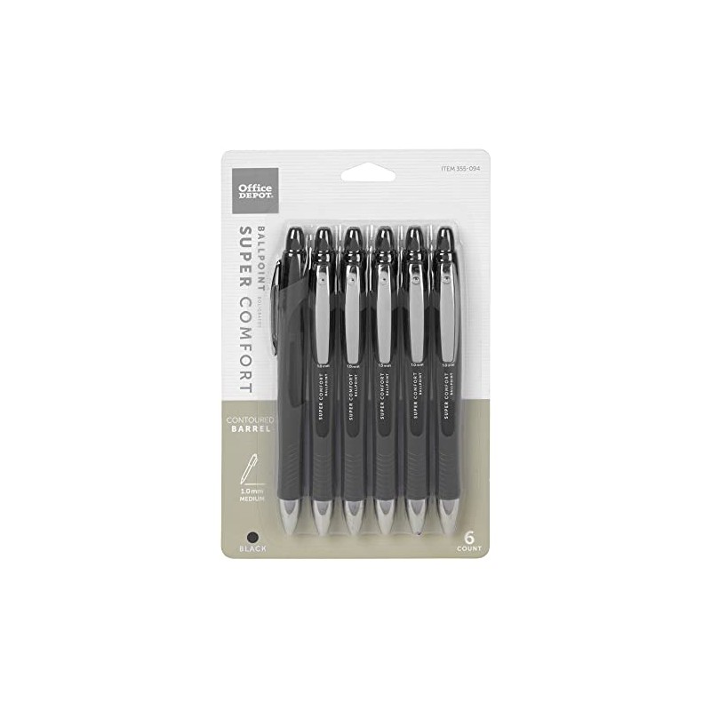 Office Depot® Retractable Ballpoint Pens With Grip, Medium Point, 1.0