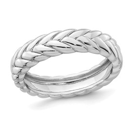 Sterling Silver Polished Braided Ring Band (5.00mm Thick)
