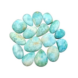 SGM Shop™ 100 Cts (3 to 5 Pcs) Natural Larimar Cabochon Loose Gemstone Flat Back Mix A+ Quality For Jewelry Making, Crafts & DIY, Wedding Gift, Healing Chakra, Wire Wrapping Crystals