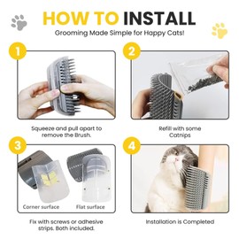 2 Pack Self Groomer Corner Brush with Catnip – Wall-Mount Scratcher & Massager for Long & Short Fur