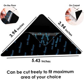 Non-Slip Rug Pads - 12 Pcs Triangle - Washable & Reusable Rug Pads for Laminate Floor - Suitable Carpet Holders for Marble, Wooden Floors & More