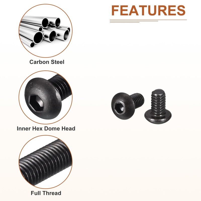 DTGN M2.5-0.45x4mm Button Head Socket Cap Screws - 100Pack -