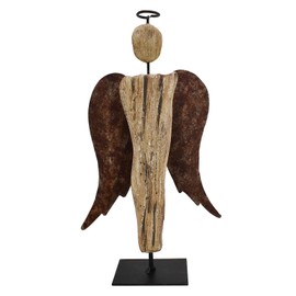 Wood Angel Decor Tabletop Statue Decorative Praying Sculpture Table Centerpiece Angels Figurine Shelf Decoration Guardian Angel Memorial Gifts (Small)