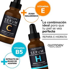 Kit Facial Quotidien: 1 Serum Vitamina C 30ml + 1 Serum Ácido Hialurónico 30ml - Ingredientes Naturales - Hidratación Profunda + Vitalidad en tu Rostr