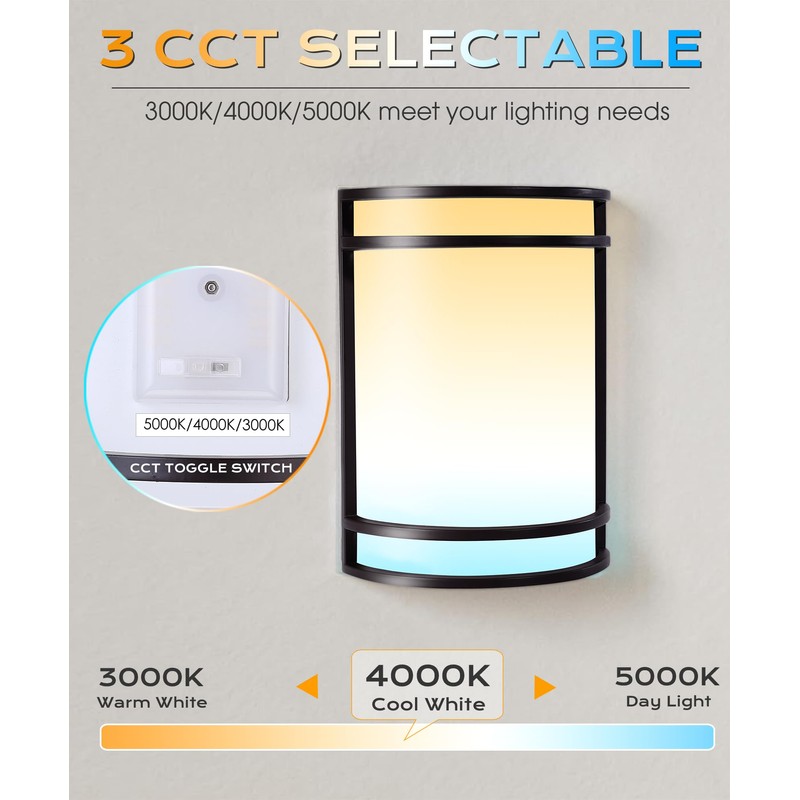 CLOUDY BAY LED 3 Color Wall Sconce,Wall Lighting,3000K/4000K/5000K Color Temperature