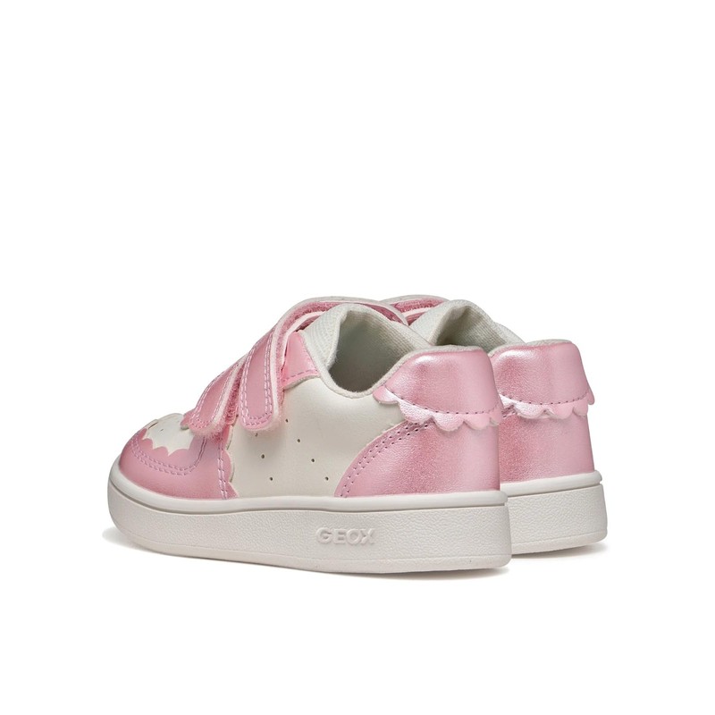 Geox B ECLYPER Girl A Sneaker, White/Dk Pink, 21 EU