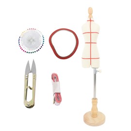 Female Mannequin Torso with Stand Adjustable Dress Form Dressmaker Sewing Straddle Simple Stitching Solid Wood Base 1/3 Scale