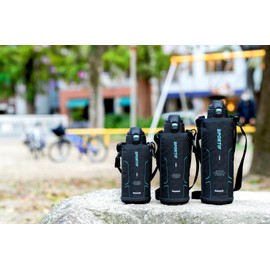 The-peacock AJC-F82B Peacock Water Bottle, 28.7 fl oz (800 ml), Cold Insulation, Vacuum Insulated, One-touch, Direct Drinking, Pouch Included, Washable, Stainless Steel Bottle, Black