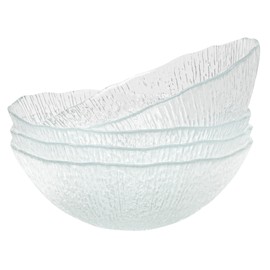 Vikko Soup Bowls, 6.25 Inch Salad Bowls, Glass Soup Bowls, Elegant Textured Glass Bowls, Set of 4, Dishwasher Safe