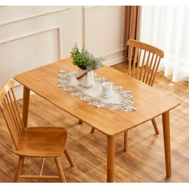 Winotic Natural Neutral Earth Tones Beige Floral Lace Table Runner Dresser Scarf 36 inches Long for Home Decor (Natural, 16"x36")