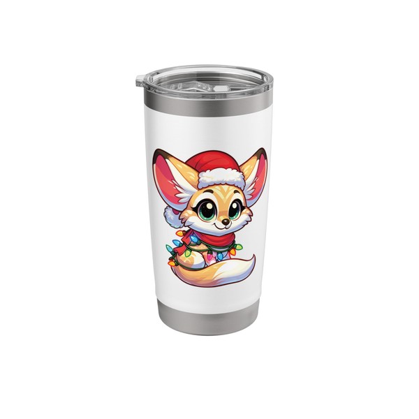 Santa Hat Christmas Fairy Lights Fennec Fox Stainless Steel Insulated