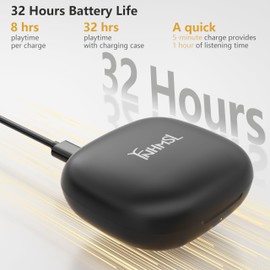 FNHMSL Open Ear Earbuds Bluetooth 5.4, Open Ear Headphones, Ergonomic earhooks for Comfortable wear, 32H Playtime, Clear Calls Waterproof, Drop-Proof for Fitness Running Workout