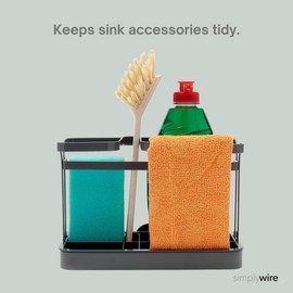 simplywire – Sink Tidy/Caddy – Retro Flat Wire Kitchen Sink Organiser – Grey
