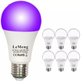LeMeng - UV LED Black Lights Bulb 9W Ultraviolet A19, E26 - 3 Pack