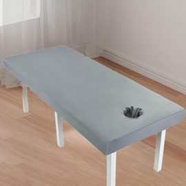 Milageto Massage Table Sheet with Hole Polyester Comfortable Easy to Install Washable Massage Bed Cover Fitted Bed Sheets, Gray 60x185cm