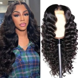 Twigoal 26 Inch Deep Wave Lace Front Wigs Human Hair Wigs for Black Women 180% Density 4X4 HD Transparent Lace Closure Glueless With Baby Hair