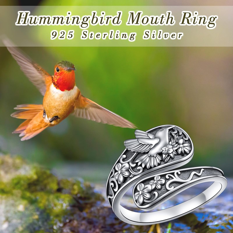 SHAOAN Hummingbird Spoon Ring S925 Sterling Silver Vintage style Ring