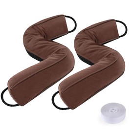 Sunolga 2 Packs 38 Inches 2.2LB Weighted Door Draft Stopper Filled with Glass Beads & Cotton, Removable Machine Washable Sound Proof Under Door Draft Blocker with Anti-Abrasion Bottom for Door, Brown