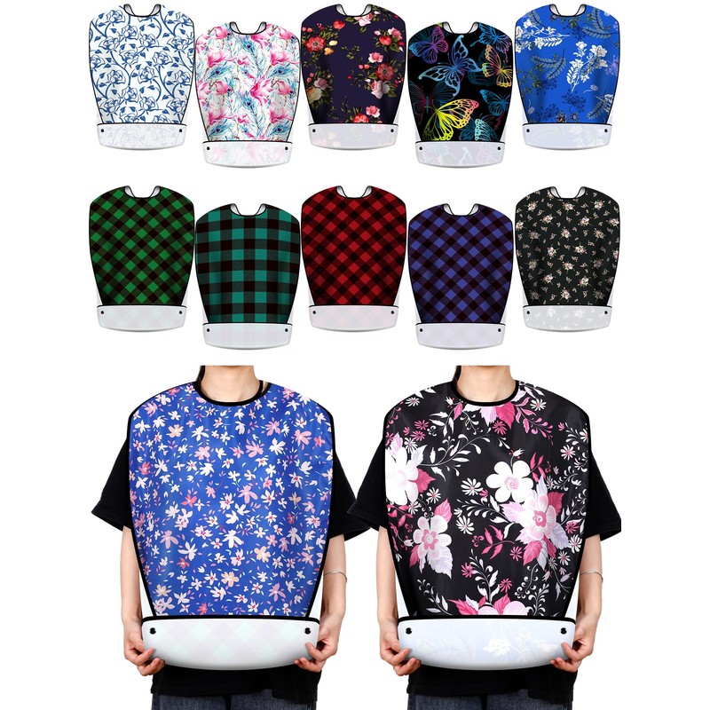 12 baberos lavables para adultos para comer, protector de ropa