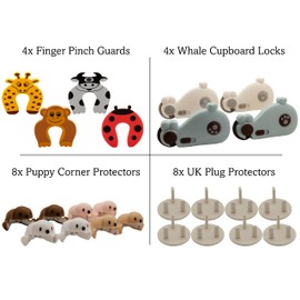 LITTLUNS 24 PCS Baby Proofing Kit-Premium Baby Safety kit.Table Corner Edge Protectors, Baby Proof Cupboard Locks, Finger Guards,Plug Socket Covers.