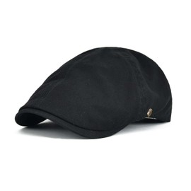 VOBOOM Cotton Flat Cabbie Hat Gatsby Ivy Irish Hunting Newsboy Cap (Black)