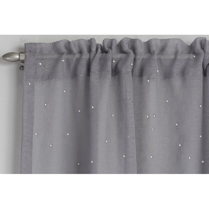 Tyrone Textiles Ltd Jewel Grey Diamante Voile Panel (Drop -
