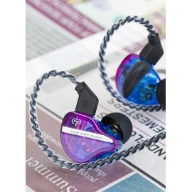 keephifi CCZ DC01 Pro In-Ear-Monitor-Kopfhörer, 1DD Bass HiFi IEM kopfhörer,V-Shape-Tuning kabelgebundene In-Ear-Ohrhörer, abnehmbaren 2pin-Z-OFC-Kabeln für Musiker, Schlagzeuger(Violett,mit mikro)
