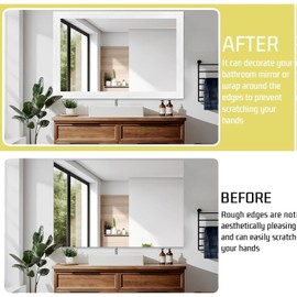 Avinyl 10M White Silk Mirror Border Peel and Stick for Bathroom Decor, Waterproof Mirror Frame Tape Peel and Stick Border Trim, Self Adhesive Wallpaper Removable Kitchen Decor 1.96" x 393"