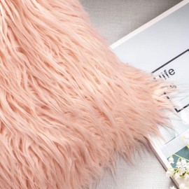 Ashler Orange Faux Fur Pillow Covers, 18X18 Pack of 2 Throw Pillow Covers, Fluffy Pillow Cover Shaggy Cushion Covers, Fuzzy Luxury Home Decor for Sofa, Living, Bedroom, Car