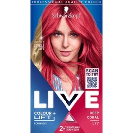 Live Colour + Lift, Permanent Pink Hair Dye, Lightens hair up to 3 levels, Deep Coral L77, 1 Count (Pack of 1)