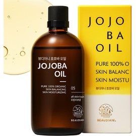 BEAUDIANI Aceite De Jojoba Orgánico 100 Ml(3,38 Fl Oz). Aceite Dorado Natural Orgánico 100% Puro, Virgen Extra Prensado En Frío. Contiene Vitamina E. Hidratante Para Piel, Rostro, Cuerpo, Cabello Y U