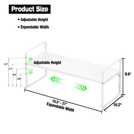 LOCVCDA Expandable Kitchen Cabinet Storage Shelf, Stackable Metal Pantry Storage Shelves Organizer, Adjustable Height Counter Spice Rack for Kitchen Cabinet, Countertop, Pantry and Office