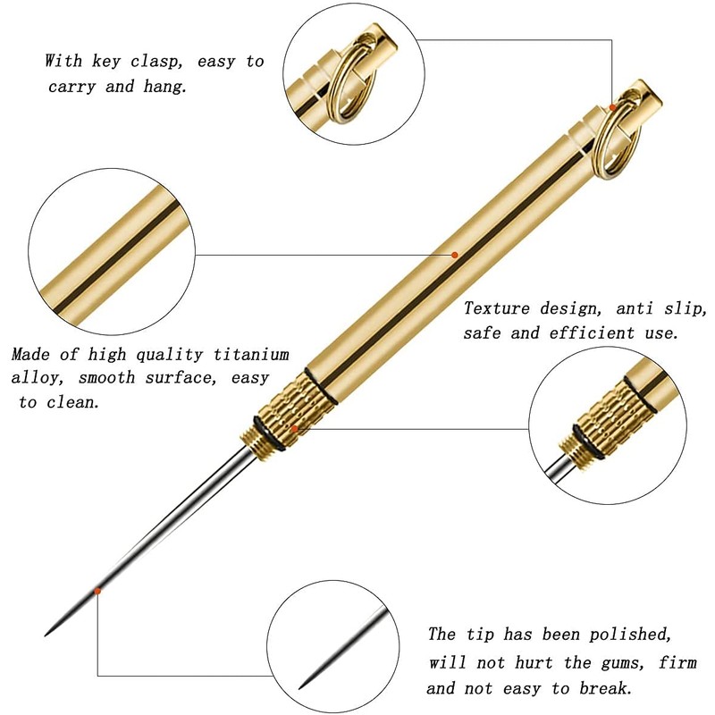 3 PCS Portable Toothpicks, Titanium Toothpicks Toothpick with Key Ring