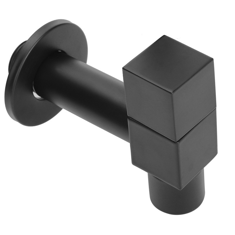 G1/2 Thread Black Copper Faucet Wall Mounted Single Cold Water