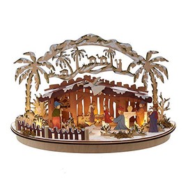 By Kurt Adler 11" Battery-Operated LED Wooden Nativity Scene