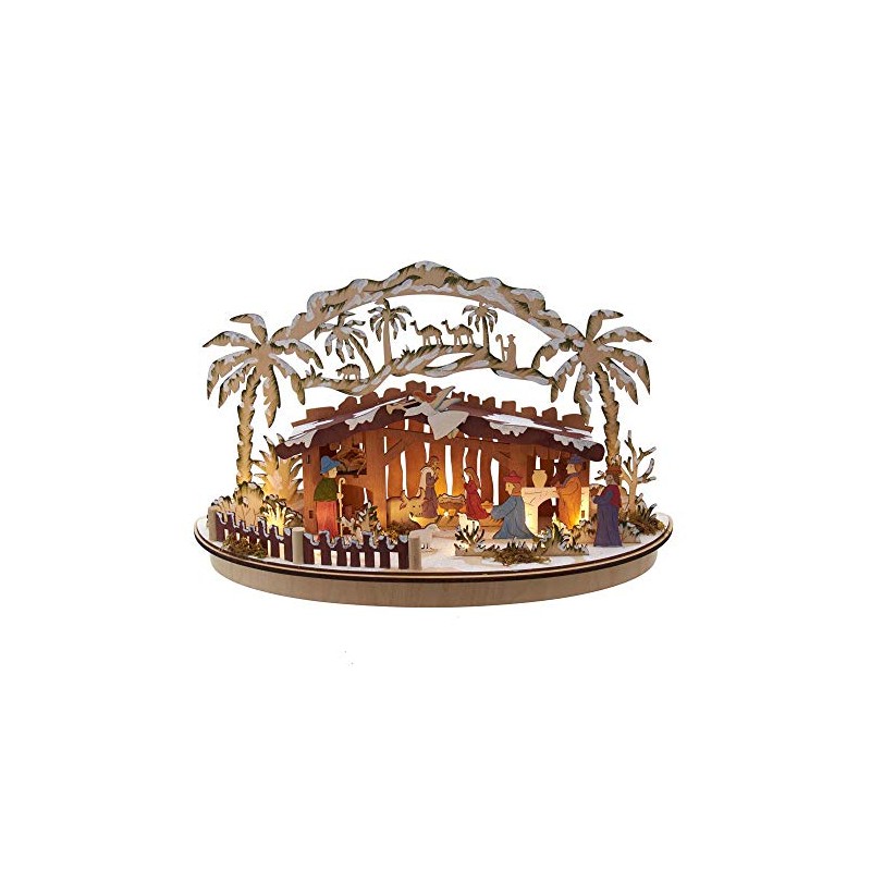 By Kurt Adler 11" Battery-Operated LED Wooden Nativity Scene