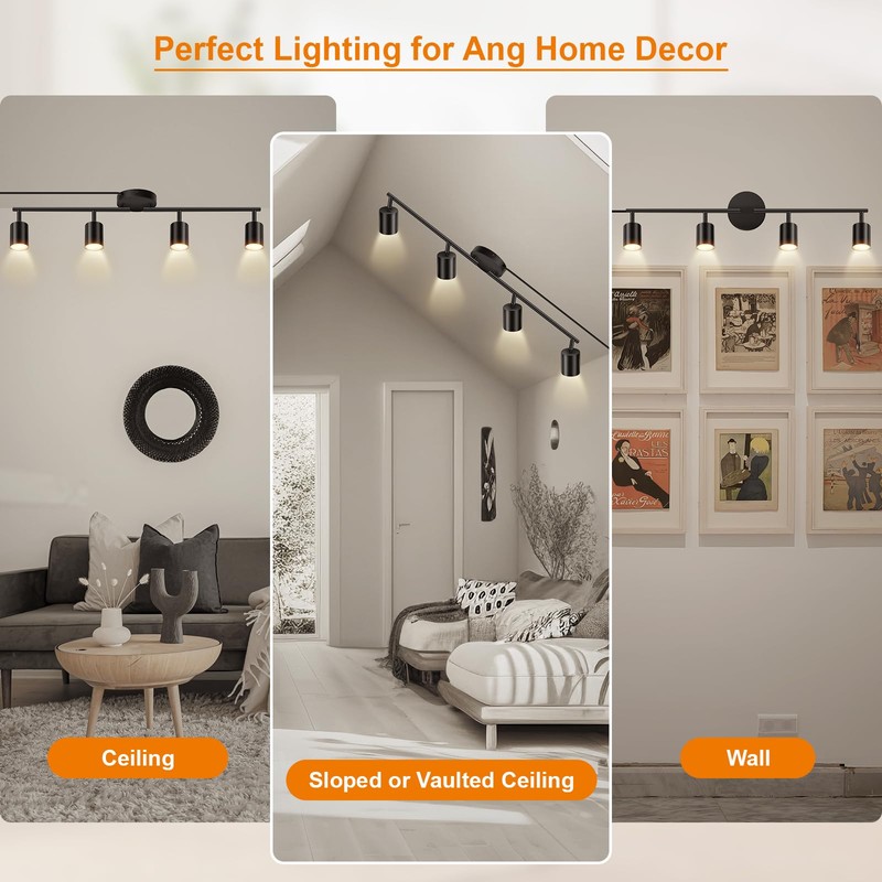 Plug in Track Lighting, LED Track Lighting Fixtures Ceiling, Black