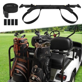 iLSKW Golf Cart Bag Holder Bracket for 2+2 Seater Golf Cart Rear Seat, Compatible with EZGO, Club Car, Yamaha Golf Carts, 1 inch Sqaure Strut, No Drilling Golf Cart Rear Bag Holder Adjustable Black